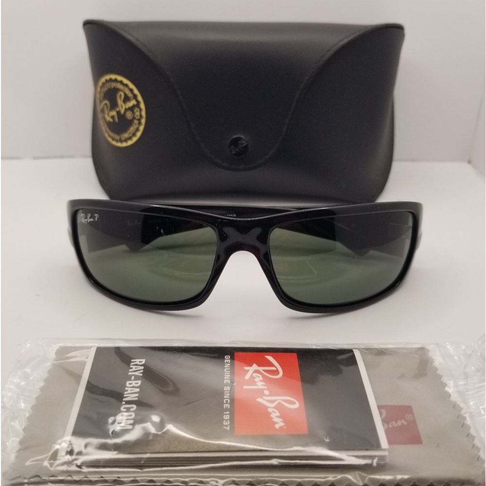 RAY-BAN RB4057 601/58 Glossy Black Polarized Sunglasses Italy RARE SOLD OUT